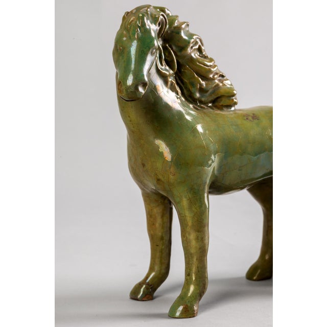 Horses in Glazed Ceramic from Guerrino Tramonti, Faenza, Italy, 1957, Set of 2 For Sale - Image 4 of 14