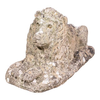 2' Long Vintage Cornish Country House Lion Ornament, English, Garden Figure For Sale