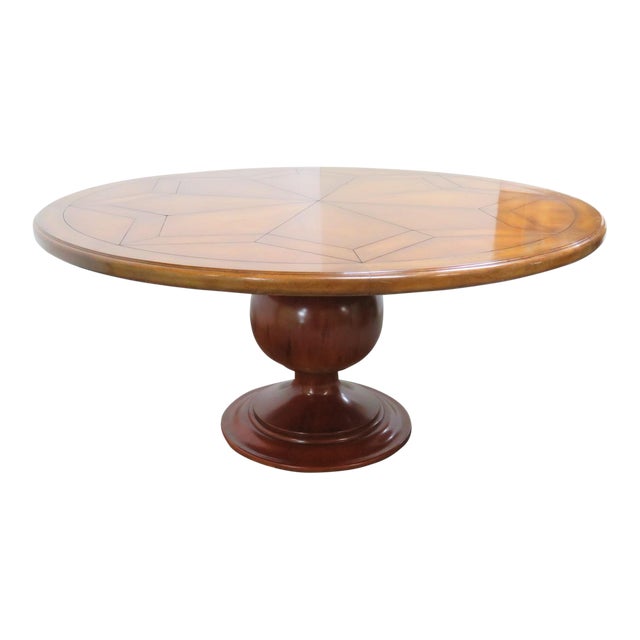 French Country Round Pedestal Dining Table | Chairish