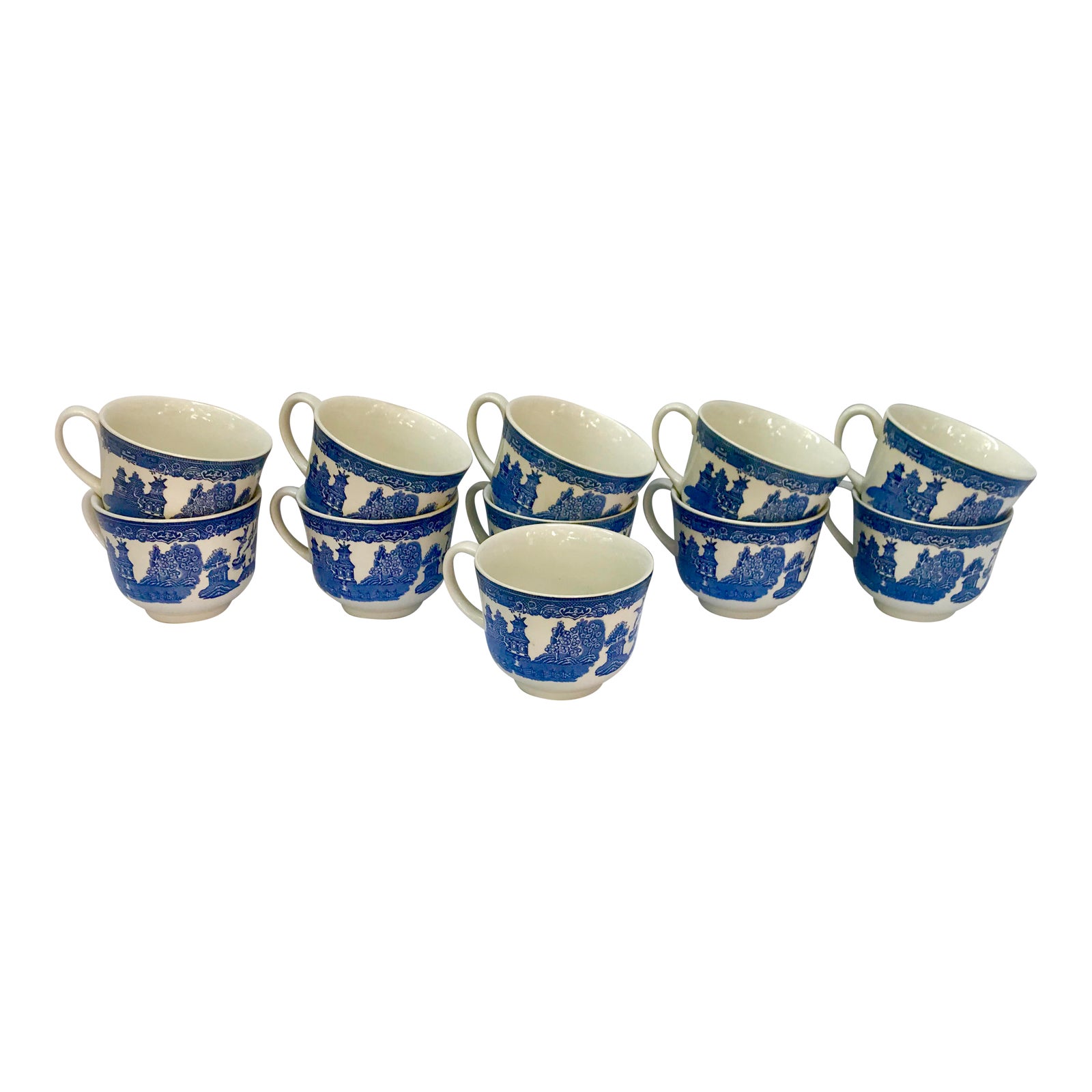 Vintage English Blue Willow Tea Cups Set Of 11