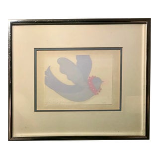 1980s Original Print "Bluebird of Happiness", Signed by the Artist For Sale