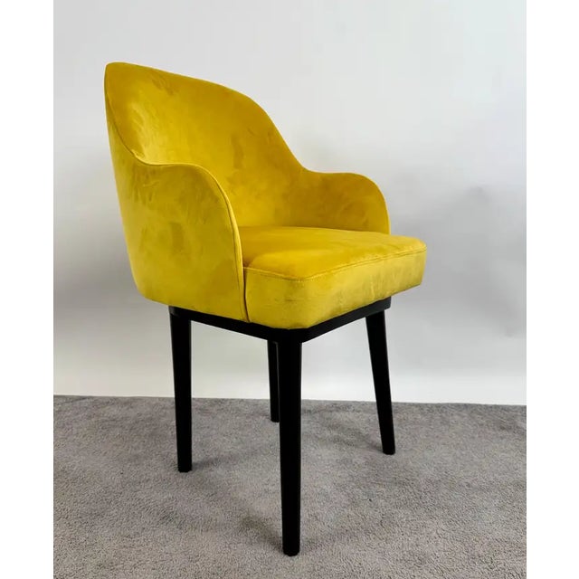 Mid Century Modern Style Yellow Velvet & Ebony Dining or Side Chair, Set of 4 For Sale In New York - Image 6 of 12