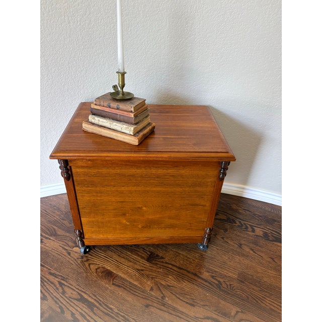 Wood Vintage Traditional Solid Wood 2-Drawer Mobile File Cabinet on Darnell Industrial Casters For Sale - Image 7 of 12
