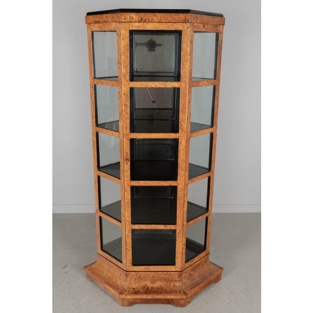 Biedermeier Hexagonal Vitrine, Elm Wood & Glass, Circa 1870-1880 For Sale - Image 15 of 16