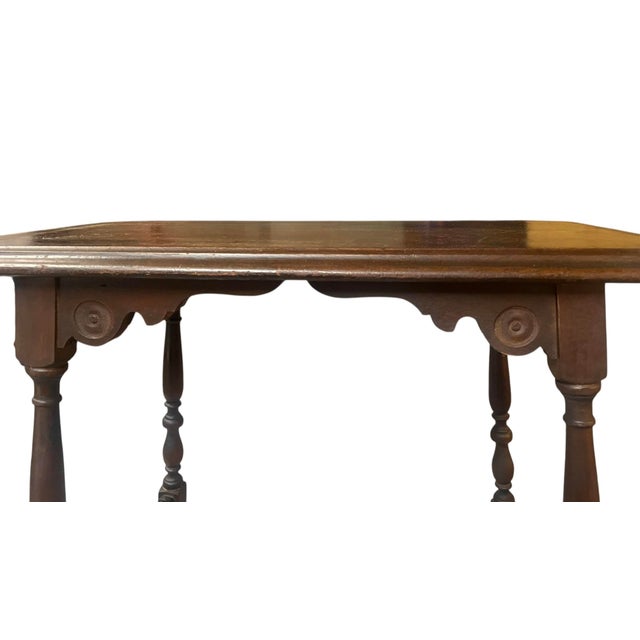 Early 20th Century Spanish Walnut With Wrought Iron Side Table For Sale - Image 9 of 9