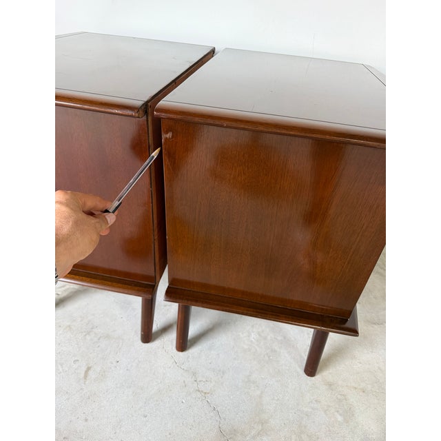 1940’s Art Deco Solid Mahogany Nightstands With Drawer & Open Shelf – A Pair For Sale - Image 18 of 18