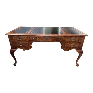 National Mt Airy Chippendale Ball & Claw Style Leather Executive Desk For Sale