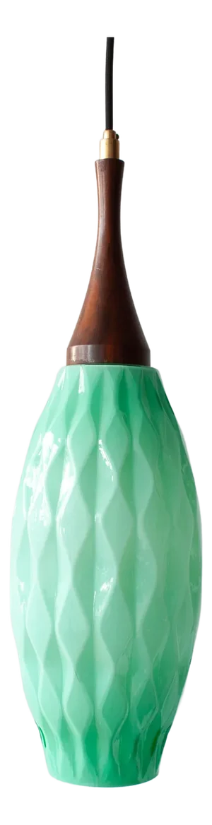 Vintage Portuguese Turquoise Opaline Glass Pendant Lamp, 1960s