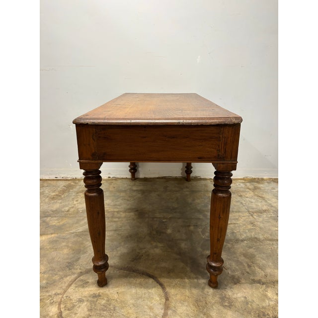 Brown Antique French Oak Console Table or Writing Desk For Sale - Image 8 of 11
