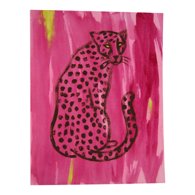 Abstract Leopard Burgundy , Brown Expressionist Original Painting by Cleo Plowden For Sale