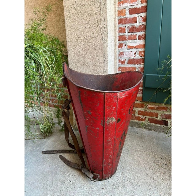 Antique French Vineyard Grape Hod Wine Bucket Winery Red Urn Fireside Box C1890 For Sale - Image 18 of 18