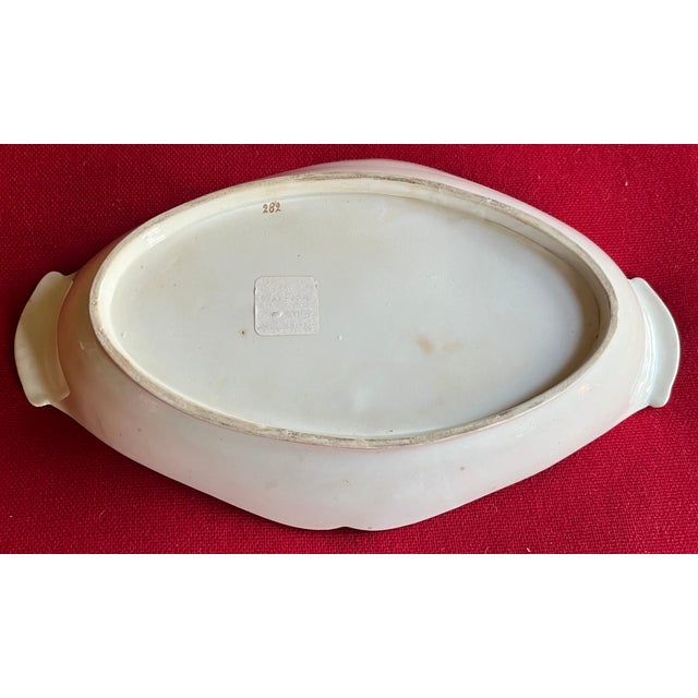 Orange Antique Early 19th C. Miles Mason Porcelain Dish With Neoclassical Scenes Depicting the Fine Arts - Painting, Sculpture, Music, Literature Circa 1805 For Sale - Image 8 of 9
