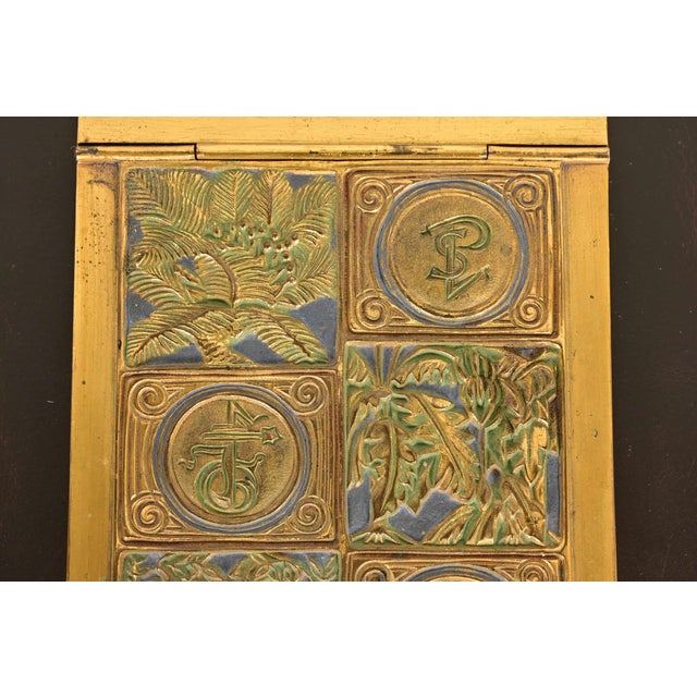 Early 20th Century Tiffany Studios New York Bookmark Pattern Bronze Doré and Enamel Notepad Holder For Sale - Image 5 of 14
