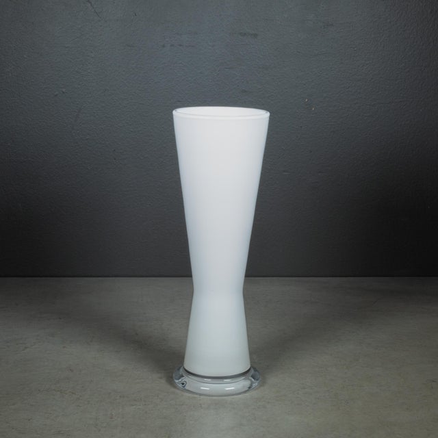 Orrefors White Cased Orrefors Vase, Signed, Sweden For Sale - Image 4 of 6