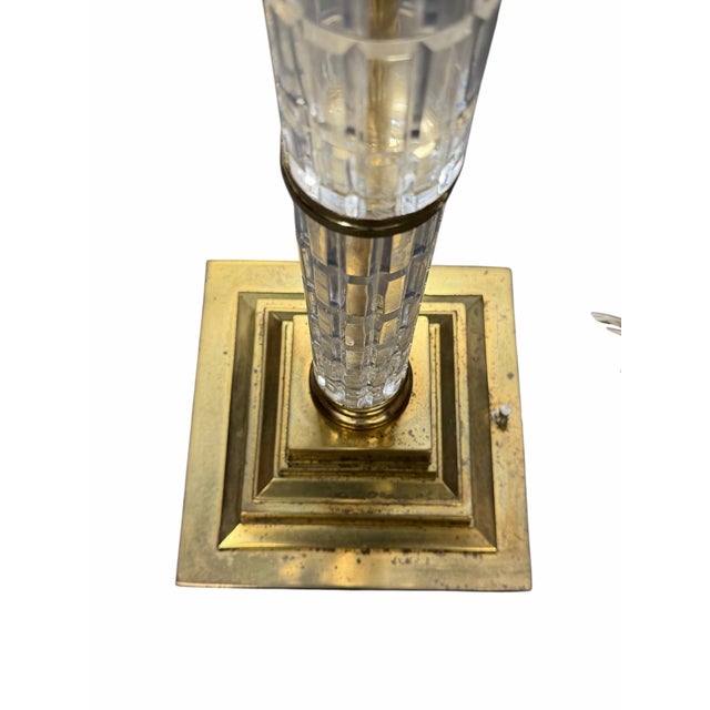 Vintage Mid-Century Modern Dresden Cut Crystal Floor Lamp With Flame Motif Shade For Sale - Image 12 of 12