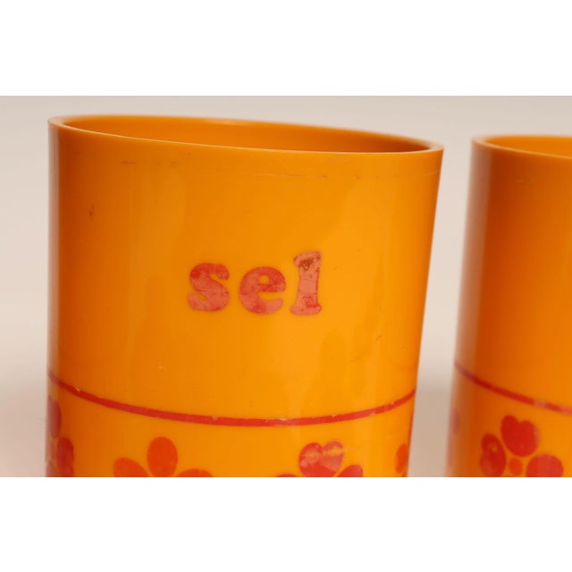 Vintage French Orange Melamine Ten Piece Canister / Spice Set by Sitap For Sale - Image 11 of 18