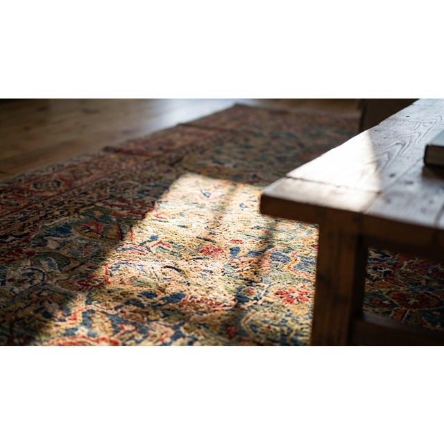 Celadon Beautiful Green-Celadon Ground Color With Geometric Pattern Antique Persian Sultanabad Rug For Sale - Image 8 of 9