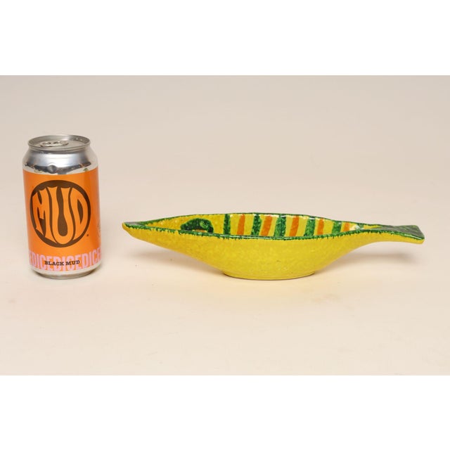 Italian Modernist Yellow, Orange, and Green Glazed Ceramic Fish Form Vide Poche For Sale - Image 9 of 14