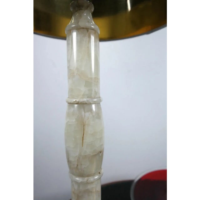 Agate Stone Table Lamp with Satin Lampshade, 1970s For Sale - Image 4 of 9