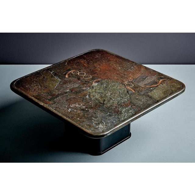 Brutalist Stone and Brass Coffee Table attributed to Marcus Kingma, Netherlands, 1986 For Sale - Image 4 of 12