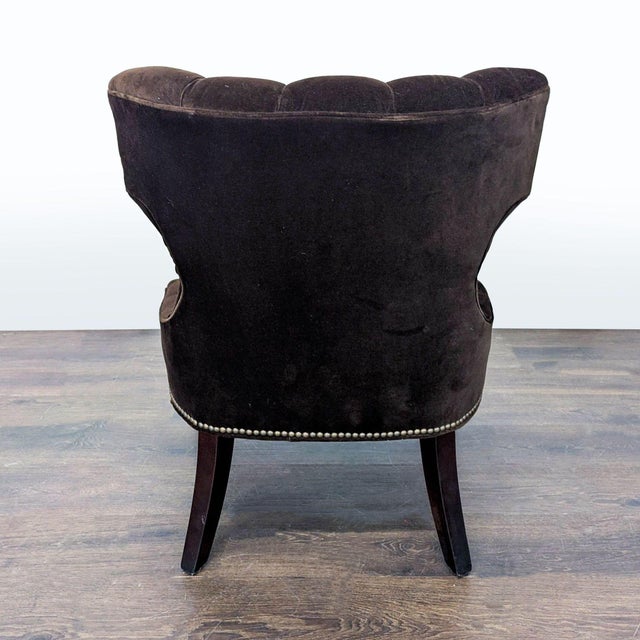 Pottery Barn Tufted Brown Velvet Lounge Chair For Sale In San Francisco - Image 6 of 8