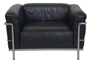 LC3 Chair in Black Leather by Le Corbusier, 2000s