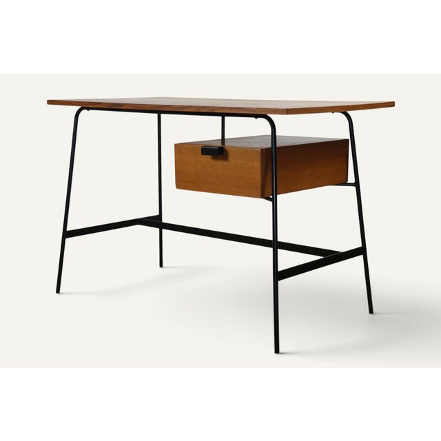Desk by Pierre Paulin for Thonet in Oak and Black Metal, 1950s For Sale - Image 4 of 18