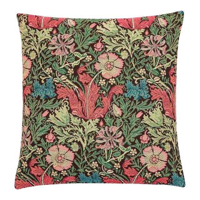 Morris Tulips Tapestry Cushion With Feather Filler - 46x46cm (18"x18") For Sale