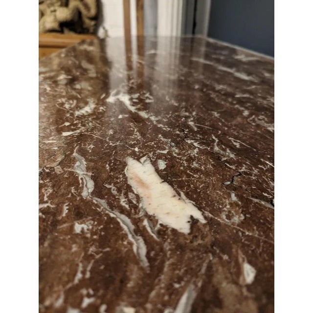 Patinated Low Buffet with Cherry Marble Tray For Sale - Image 6 of 7