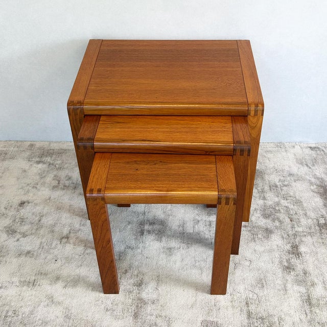 1960s Teak Nesting Tables attributed to Salling Stolefabrik, 1960s, Set of 3 For Sale - Image 5 of 8