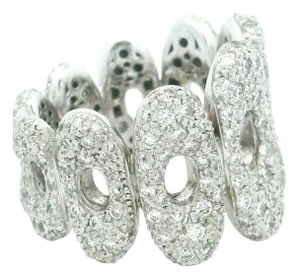 1990s Italian 18k White Gold 3 Carat Pavé Diamond Sculptural Statement Ring, Size 7