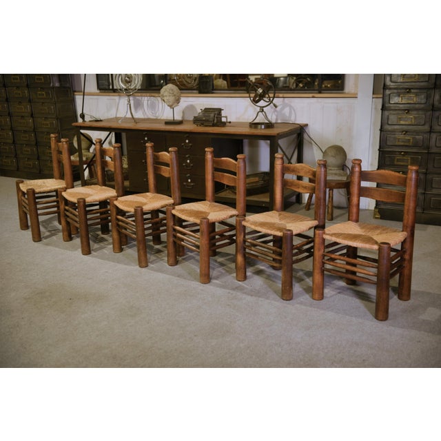 Chairs in Beech and Cane attributed to Charles Dudouyt, 1950s, Set of 6 For Sale - Image 16 of 16