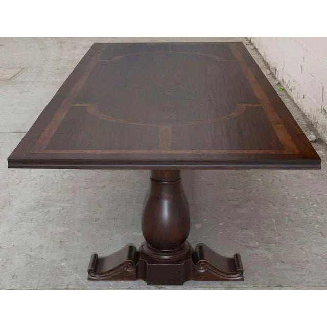 This massive banquet table is very impressive, made in solid walnut with inlaid tiger maple. This table captures the feel...