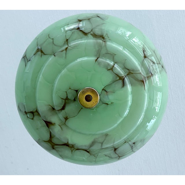 Art Deco Pendant Light in Green Marble Glass, 1930s For Sale - Image 14 of 18