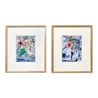 Abstract Fiji Silk Print by Patricia Wilder Titled Vestege & DIalogue, a Pair For Sale