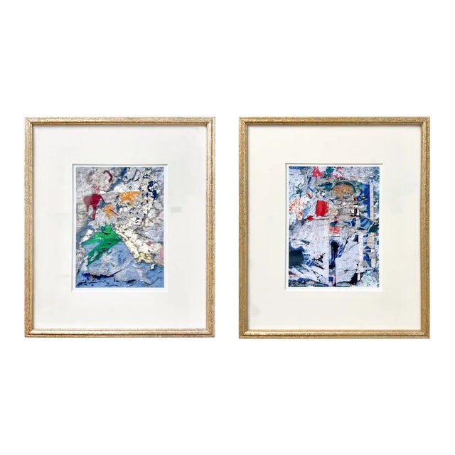 Abstract Fiji Silk Print by Patricia Wilder Titled Vestege & DIalogue, a Pair For Sale