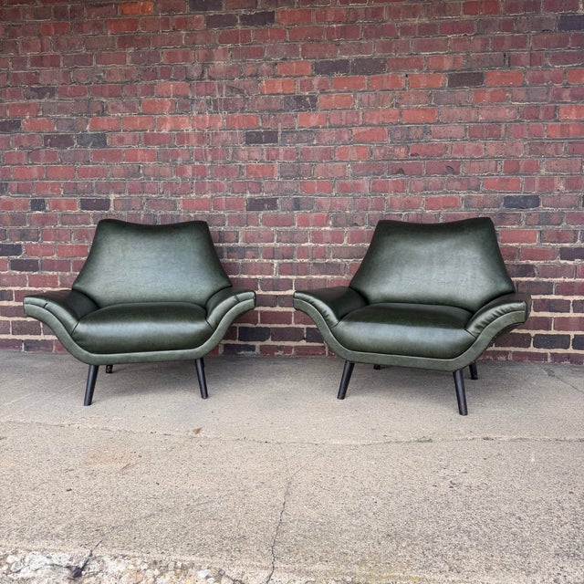 Pair of Sculptural Midcentury Lounge Chairs Italian Influence Oversized Wing Arms For Sale In Cleveland - Image 6 of 9