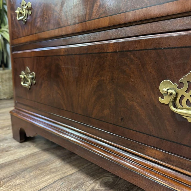 Drexel Heritage Vintage Drexel Heritage Chippendale Flame Mahogany Tall Chest / Dresser For Sale - Image 4 of 12