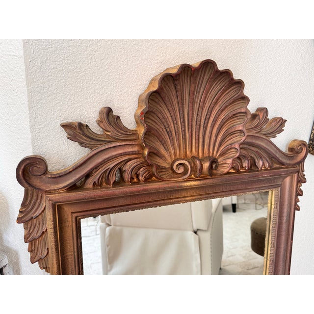 Mid 20th Century Vintage Mid-Century Italian Hollywood Regency Carved Shell Top Wall Mirror La Barge For Sale - Image 5 of 7