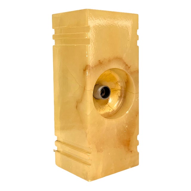 Brutalist Alabaster Block Table Lamp, Italy, 1970s For Sale