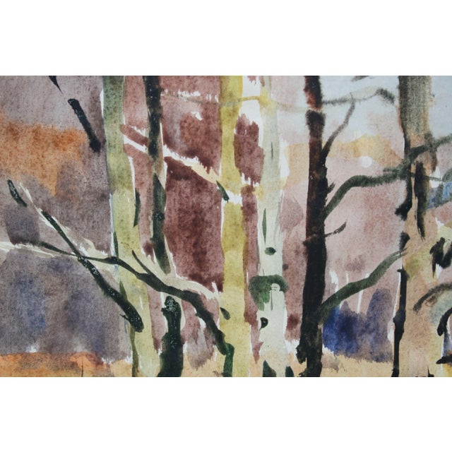 Edgars Vinters, Forest Landscape with River, Watercolor, 1980s For Sale - Image 3 of 6