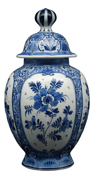 Antique Porcelain Lidded Ginger Jar from Fles / Royal Delft, 1910