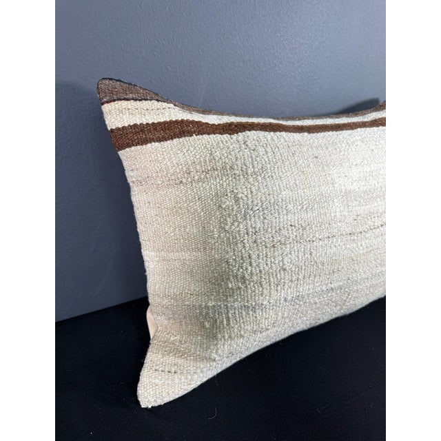 Contemporary Turkish Hemp Pillow Cushion Natural Beige Brown Pillow Cushion Cover 16" x 24" For Sale - Image 3 of 4