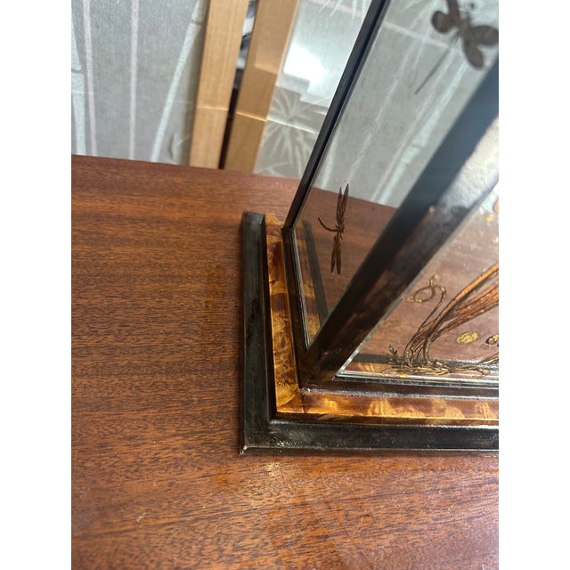 Wood Vintage Mirrored and Wooden Box Table Lamp With Floral Accents For Sale - Image 7 of 8