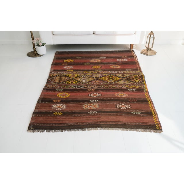 Turkish 1950s Authentic Flatweave Anatolian Kilim For Sale - Image 3 of 10