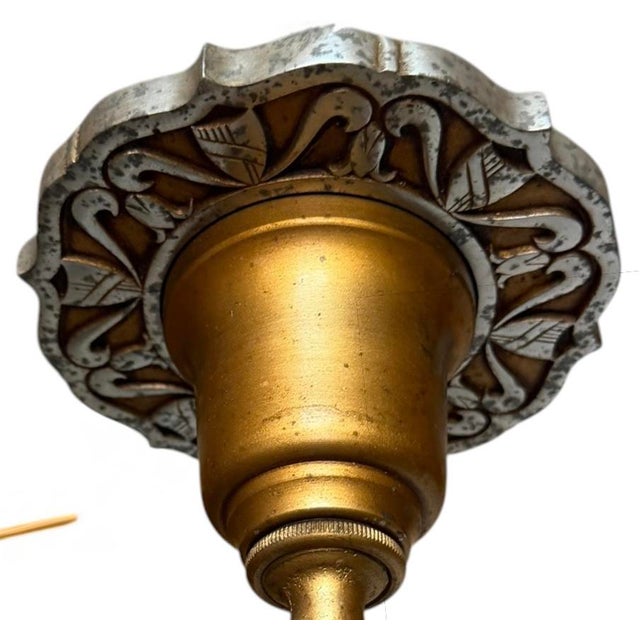 1930s 1930s Rare Art Deco Hanging Ceiling Light With Crest Motif For Sale - Image 5 of 9