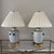 1980s Chinoiserie Hollywood Regency Blue and White Fishnet Table Lamps With Custom Fabric Shades - A Pair For Sale - Image 17 of 17