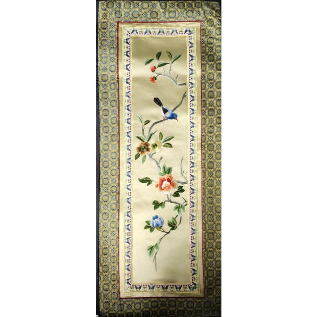 Textile Pair of Contemporary Chinese Fine Silk Needlework Floral Panels For Sale - Image 7 of 13