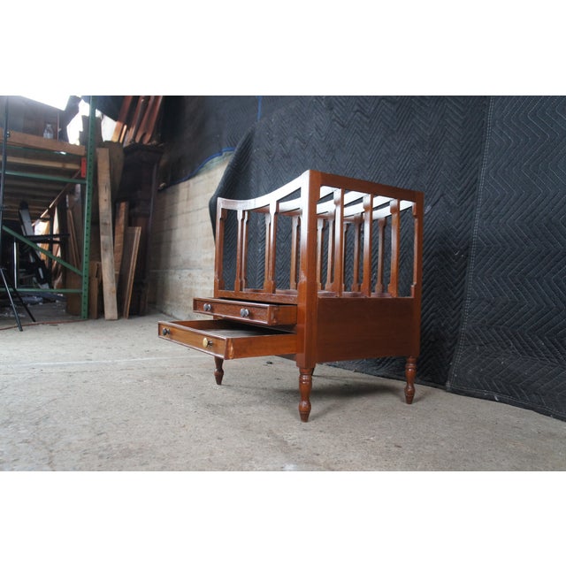 Vintage English Georgian Style Mahogany Canterbury Magazine Music Rack Drawers For Sale - Image 4 of 13