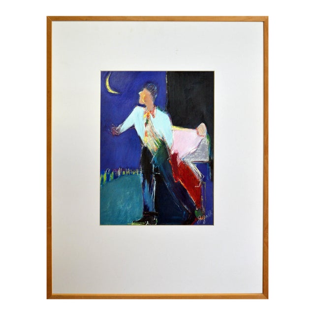 Man With Moon - Figurative Abstract by J Gold For Sale